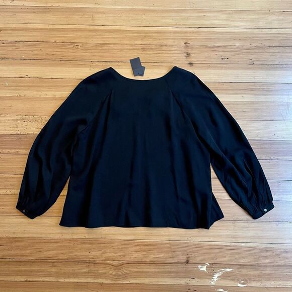 Club Monaco Tie Neck Swing Top. Black, Size XL. NWT. - Picture 3 of 11